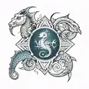 pisces, scorpio and aries tattoo design idea