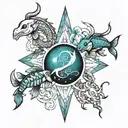 pisces, scorpio and aries tattoo design idea