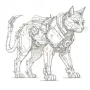 mechanical cat warrior tattoo design idea
