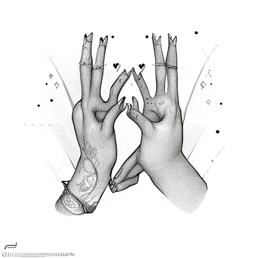 two hand in a shape of heart with the name Celeste and Claudia tattoo design idea