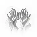 two hand in a shape of heart with the name Celeste and Claudia tattoo design idea