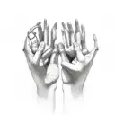 two hand in a shape of heart with the name Celeste and Claudia tattoo design idea