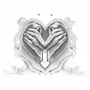 two hands in a shape of heart with the name Celeste and Claudia tattoo design idea