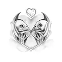 two hands in a shape of heart with the name Celeste and Claudia tattoo design idea