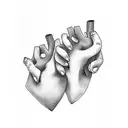 two hands in a shape of heart with the name Celeste and Claudia tattoo design idea