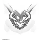 two hands in a shape of heart with the name Celeste and Claudia tattoo design idea