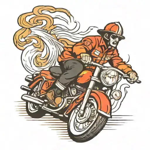 firefighter riding motorcycle tattoo design idea