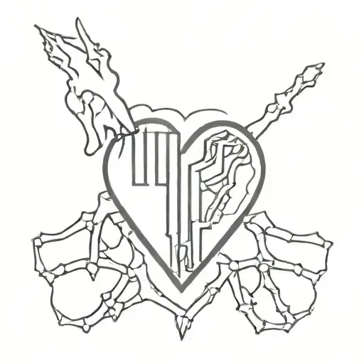 twenty one pilots logo inside heart made out of bones tattoo design idea