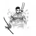 roronoa zoro character in a video game setting tattoo design idea