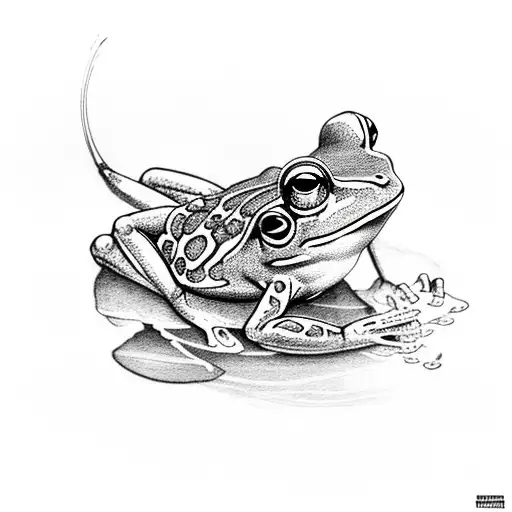 Sketch Frog Fishing Tattoo Idea - BlackInk AI