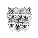 3 Wolves with Tigerlillies and Feathers tattoo design idea