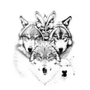 3 Wolves with Tigerlillies and Feathers tattoo design idea