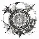 Overlapping circles, representing the convergence of all the crises humanity is facing given the evergrowing complexity tattoo design idea