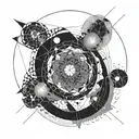 Overlapping circles, representing the convergence of all the crises humanity is facing given the evergrowing complexity tattoo design idea