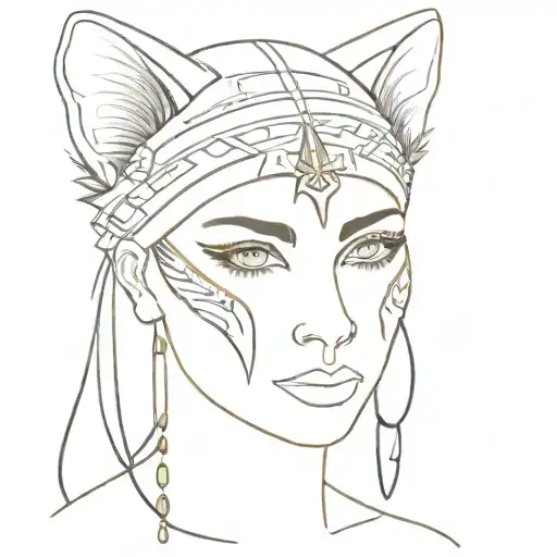 cleopatra with tortoiseshell cat face tattoo tattoo design idea