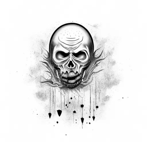 a scary face that is eaten away by maggots tattoo design idea