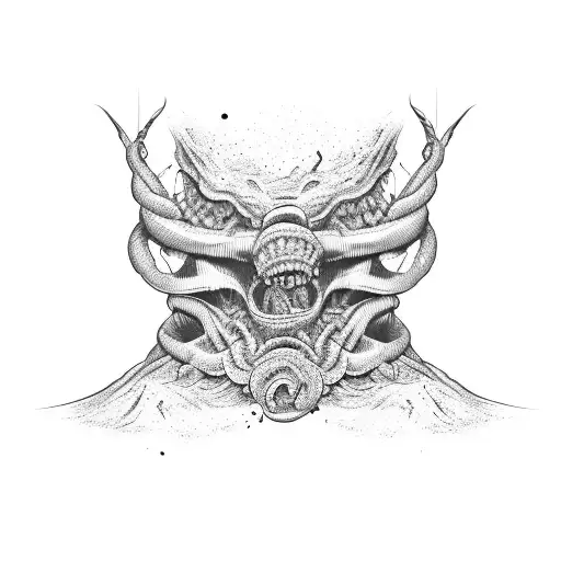 a terrible neck , eaten by maggots tattoo design idea