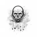 a scary face that is eaten away by maggots tattoo design idea