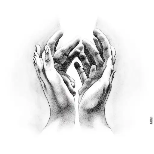 Show people trying to escape from purgatory with a sad God reaching out his hand to them. tattoo design idea