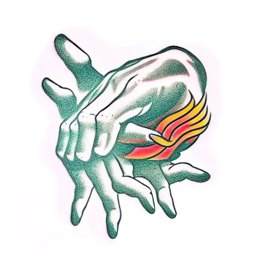Show people trying to escape from purgatory with a sad God reaching out his hand to them. tattoo design idea