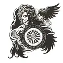 Combine a roulette wheel and a Greek god in a unique tattoo design, blending your passion for gambling and Greek mythology tattoo design idea