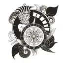 Combine a roulette wheel and a Greek god in a unique tattoo design, blending your passion for gambling and Greek mythology tattoo design idea