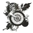 Combine a roulette wheel and a Greek god in a unique tattoo design, blending your passion for gambling and Greek mythology tattoo design idea
