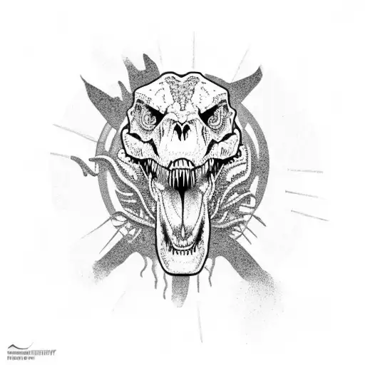 T-Rex skull  tattoo design idea