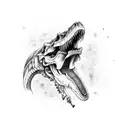 T-Rex skull Psychedelic style tattoo design idea