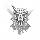 T-Rex skull Psychedelic style tattoo design idea