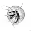 T-Rex skull Psychedelic style tattoo design idea