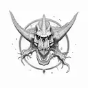 T-Rex skull Psychedelic style tattoo design idea