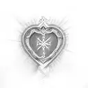 Christian Cross and heart and date tattoo design idea