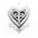 Christian Cross and heart and date tattoo design idea