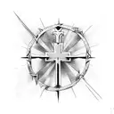 Christian Cross and heart and date tattoo design idea