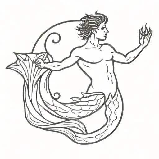 merman gothic tattoo design idea