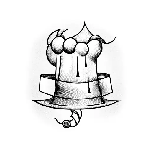 A whimsical chef hat surrounded by swirling wine glasses tattoo design idea