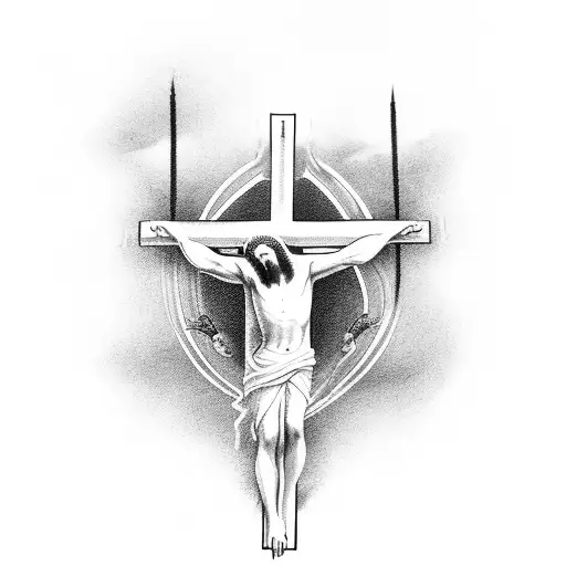 A christ on the cross include the words Via et veritas et vita tattoo design idea