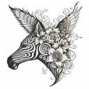 An abstract design combining animal prints and floral elements with musical symbols tattoo design idea