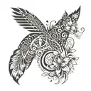 An abstract design combining animal prints and floral elements with musical symbols tattoo design idea