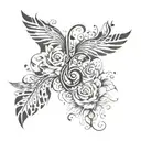 An abstract design combining animal prints and floral elements with musical symbols tattoo design idea