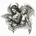 Gemini angel And devil tattoo design idea