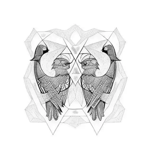 Odin's two crows simbolising knowldge and intelligence tattoo design idea