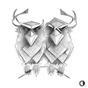 Odin's two crows simbolising knowldge and intelligence tattoo design idea