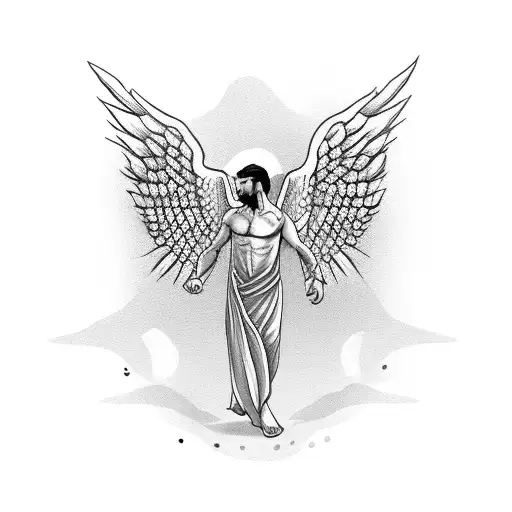 greek Male Angel flying tattoo tattoo design idea