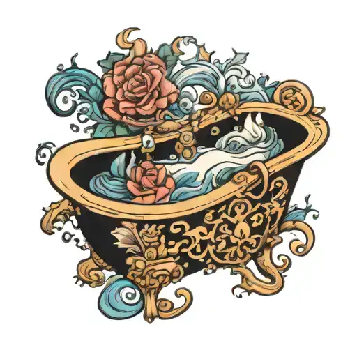 fancy bathtub  tattoo design idea