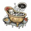 bathtub with bubbles tattoo design idea