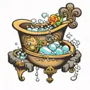 bathtub with bubbles tattoo design idea