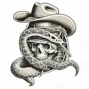 Cowboy and a rattlesnake in dallas cowboys logo tattoo design idea