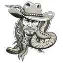 Cowboy and a rattlesnake in dallas cowboys logo tattoo design idea